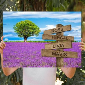 Frames |   Personalized Name Canvas Wall Art Purple Flower Sea Background Beautiful Gift For Friend Frames Frames