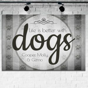 Frames |   Personalized Name Canvas Wall Art Special Gift For Pet Lover "Life Is Better With Dog" Frames Frames