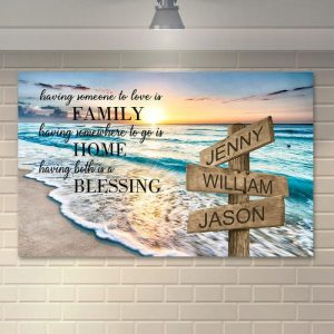 Frames |   Personalized Name Canvas Wall Art Sunset Background Beautiful Gift For Favourite Family Frames Frames