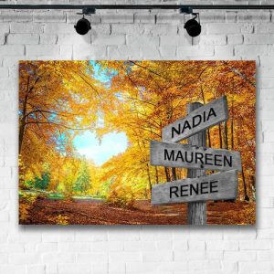 Frames |   Personalized Name Canvas Wall Art With Autumn Tree Pattern Best Gift For Family Frames Frames