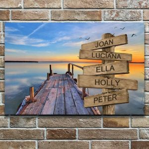 Frames |   Personalized Name Canvas Wall Art With Beautiful Lake Pattern Creative Gift For Friends Frames Frames