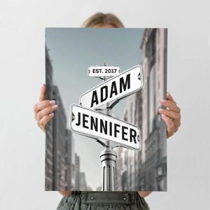 Frames |   Personalized Name Canvas Wall Art With City Building Background Best Gift For Couples Frames Frames