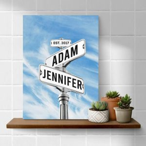 Frames |   Personalized Name Canvas Wall Art With Cloud Pattern Best Gift For Couples Frames Frames