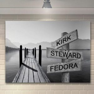 Frames |   Personalized Name Canvas Wall Art With Dock Pattern Funny Gift For Family Frames Frames