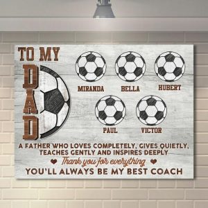 Frames |   Personalized Name Canvas Wall Art With Football Pattern Interesting Present For Dad Frames Frames