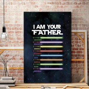 Frames |   Personalized Name Canvas Wall Art With Lightsaber Pattern Creative Gift For Father’s Day Frames blue