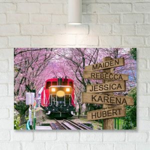 Frames |   Personalized Name Canvas Wall Art With Locomotive Pattern Best Gift For Family Frames Frames