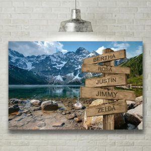 Frames |   Personalized Name Canvas Wall Art With Mountains Pattern Creative Present For Family Frames Frames