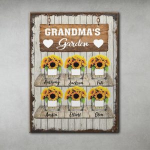 Frames |   Personalized Name Canvas Wall Art With Potted Plant Pattern Best Gift For Mother’s Day Frames Frames