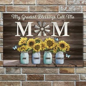 Frames |   Personalized Name Canvas Wall Art With Sunflowers Pattern Unique Gift For Mom Frames Frames