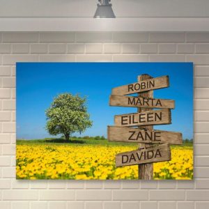 Frames |   Personalized Name Canvas Wall Art With Yellow Flowers Fields Special Gift For Friend Frames Frames