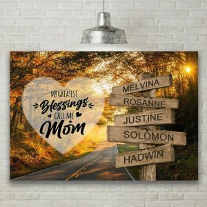 Frames |   Personalized Name Canvas Wall Art Wonderful Gift For Mom "My Greatest Blessing" Frames Frames