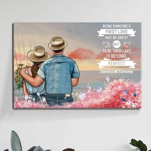 Frames |   Personalized Name Canvas Wall Art Romantic Present For Couples "First Love" Frames Frames