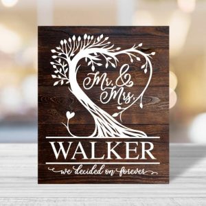 Frames |   Personalized Name Family Tree Frame With Branches And Heart Pattern Warm Gift For Wedding Frames Frames