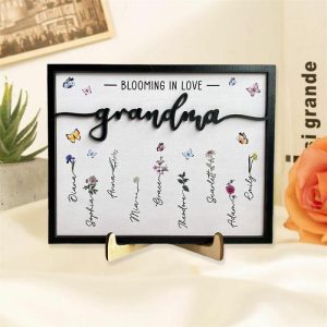 Frames |   Personalized Name Frame With Custom Birthflower And Colorful Butterflies Best Gift For Grandma Frames Frames