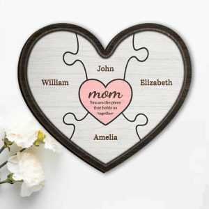 Frames |   Personalized Name Puzzle Frame Heart Shaped With Custom Family Member Names Meaningful Gift For Mother’s Day Frames Frames