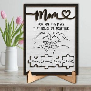 Frames |   Personalized Name Puzzle Frame Hold Your Hands Custom Family Members Names Design Warm Gift For Mother’s Day Frames Frames