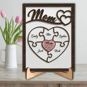 Frames |   Personalized Name Puzzle Frame The Piece That Holds Us Together Custom Heart Design Meaningful Gift For Best Mom Frames Frames