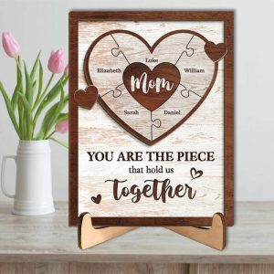 Frames |   Personalized Name Puzzle Frame The Piece That Holds Us Together Custom Heart Design Wonderful Gift For Best Mom Frames Frames