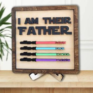 Frames |   Personalized Name Puzzle Frame With Lightsaber Pattern For Father’s Day Frames blue