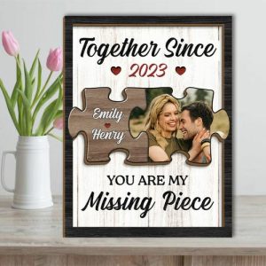 Frames |   Personalized Name Puzzle Frame You Are My Missing Piece With Custom Photo Attractive Gift For Couple’s Anniversary Frames Frames