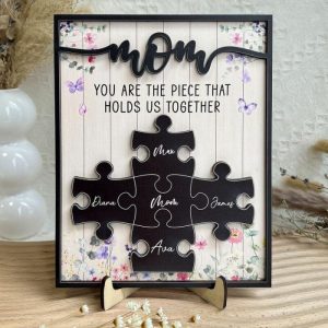 Frames |   Personalized Name Puzzle Frame You Are The Piece That Holds Us Together With Flowers Design Gift For Dear Mom Frames Frames