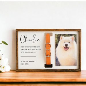 Frames |   Personalized Pet Collar Photo Frame With Custom Text Memorial Gift For Pet Lovers Frames Frames