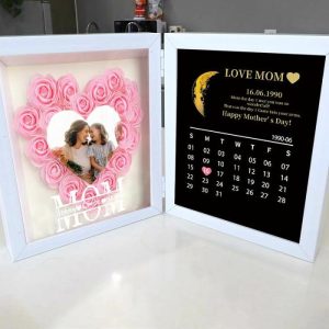 Frames |   Personalized Photo Flower Shadow Box Custom Moon Phase Calendar With Names Perfect Gift For Mother’s Day Frames Frames