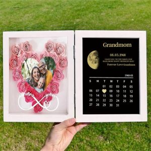 Frames |   Personalized Photo Flower Shadow Box Infinite Love Custom Moon Phase Calendar Great Mother’s Day Gift Frames Frames