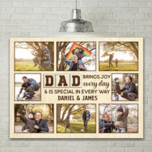 Frames |   Personalized Picture Canvas Wall Art Creative Gift For Daddy "Dad Brings Joy Every Day" Frames Frames