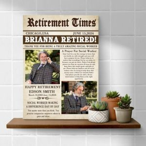 Frames |   Personalized Picture Canvas Wall Art Newspaper Design Style Funny Gift For Retirement Frames Frames