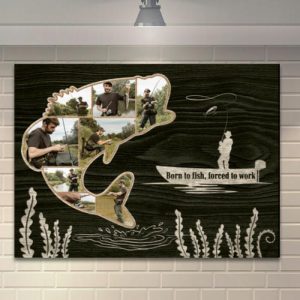 Frames |   Personalized Picture Canvas Wall Art Perfect Gift For Friends "Born To Fish" Frames Frames