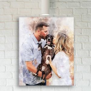 Frames |   Personalized Picture Canvas Wall Art Watercolor Painting Style Creative Present For Family Frames Frames