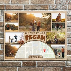 Frames |   Personalized Picture Canvas Wall Art With Custom Map Unique Gift For Family Frames Frames