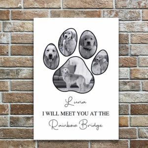 Frames |   Personalized Picture Canvas Wall Art With Footprint Pattern Cute Gift For Pet Lovers Frames Frames