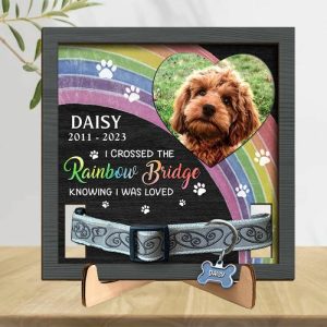 Frames |   Personalized Picture Frame Crossed The Rainbow Bridge Knowing I Was Loved With Collar Design Memorial Gift For Pet Lover Frames Frames