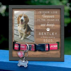 Frames |   Personalized Picture Frame Friends Live Forever With Dog Collar Design Memorial Gift For Pet Lover Frames Frames