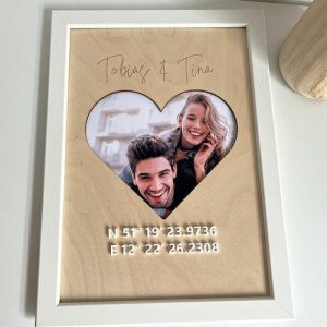 Frames |   Personalized Picture Frame Heart Design Custom Coordinate Special Address Warm Gift For Lover Frames Frames