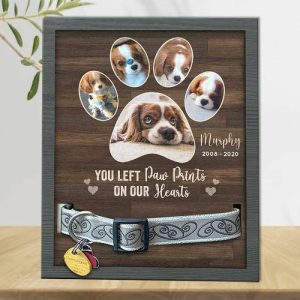 Frames |   Personalized Picture Frame You Left Paw Prints On Our Hearts With Dog Collar Design Memorial Gift For Pet Lover Frames Frames