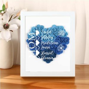 Frames |   Personalized Rose Flower Shadow Box With Name Gift For Families-Love You Mom Frames black