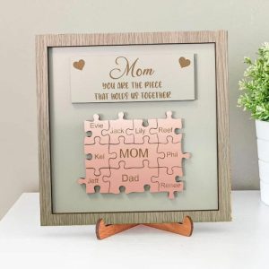 Frames |   Personalized Rose Gold Name Puzzle Frame "You Are The Piece That Holds Us Together" Mother’s Day Gift Frames Frames