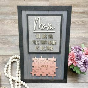 Frames |   Personalized Rose Gold Name Puzzle Gray Frame For Mother’s Day Gift Frames Frames