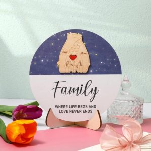 Frames |   Personalized Round Bear Family Name Puzzle Photo Frame Mother’s Day Gift Frames Frames