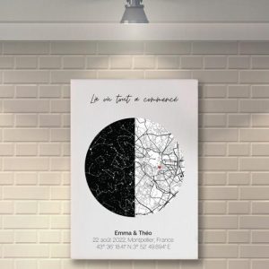 Frames |   Personalized Star Map Canvas Wall Art Creative Present For Couples Frames Frames