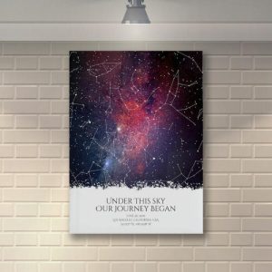 Frames |   Personalized Star Map Canvas Wall Art With Beautiful Starry Sky Background Best Gift For Family Frames Frames