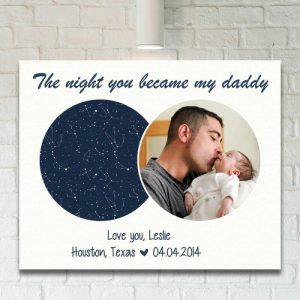 Frames |   Personalized Star Map Canvas Wall Art With Custom Picture Best Gift For Dad Frames Frames