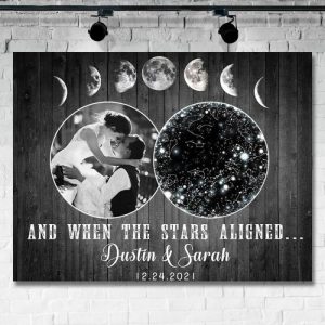 Frames |   Personalized Star Map Canvas Wall Art With Custom Picture Interesting Gift For Couples Frames Frames