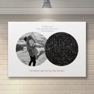 Frames |   Personalized Star Map Canvas Wall Art With Custom Picture Interesting Gift For Couples Frames Frames