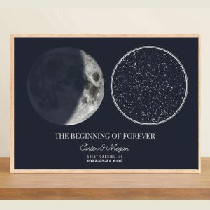 Frames |   Personalized Star Map Frame With Custom Moon Phase Creative Present For Your Love Frames Frames