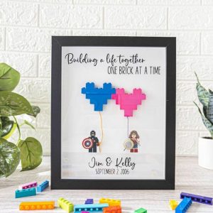 Frames |   Personalized Superhero Frame With Building Block Decoration For Couple Frames black